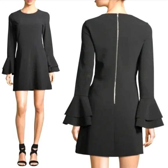 Parker Orlando Black Bell Sleeve Mini Dress - Picture 2 of 7